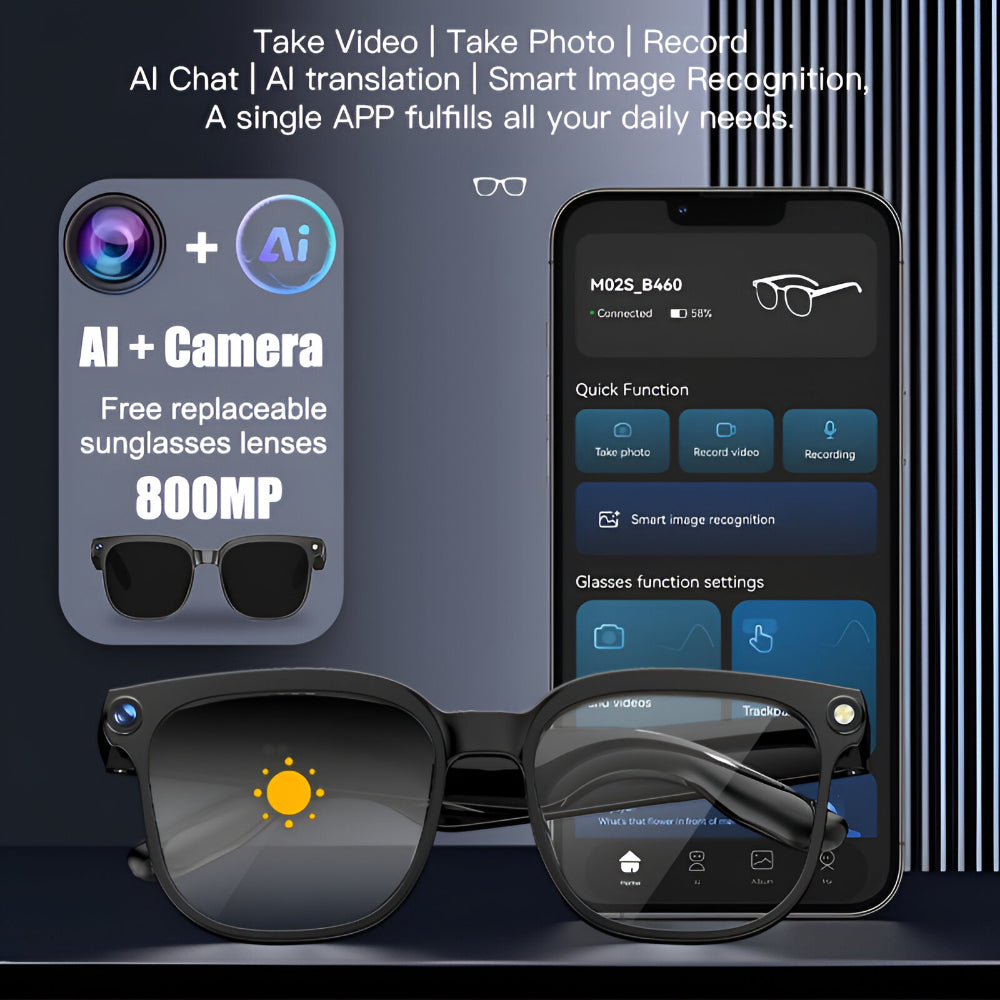 Smart Glasses Camera Wireless Video Audio Recording Eyewear