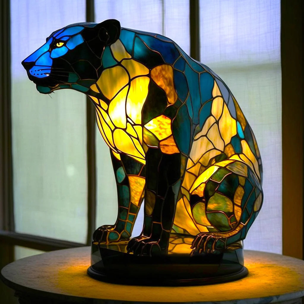 Table Lamp Animal Stained Glass Style LED Accent Light