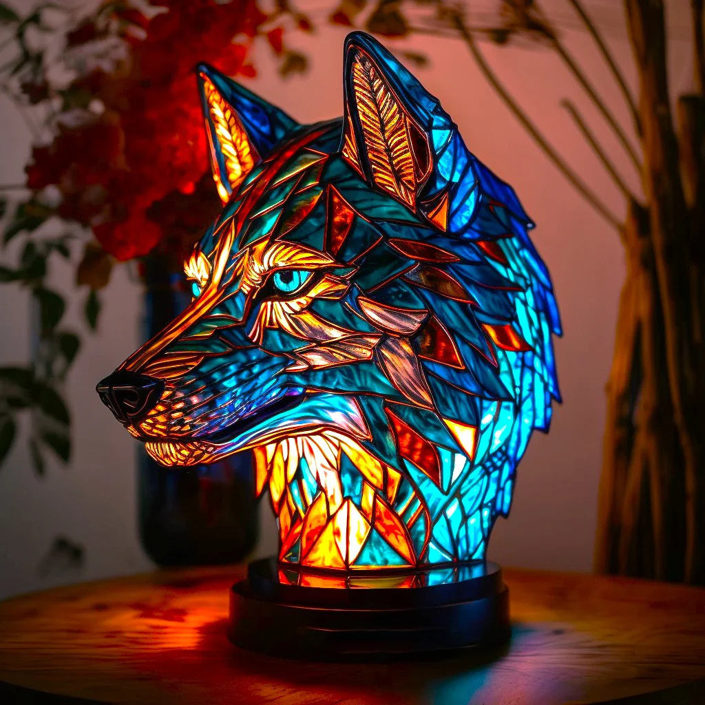 Table Lamp Animal Stained Glass Style LED Accent Light