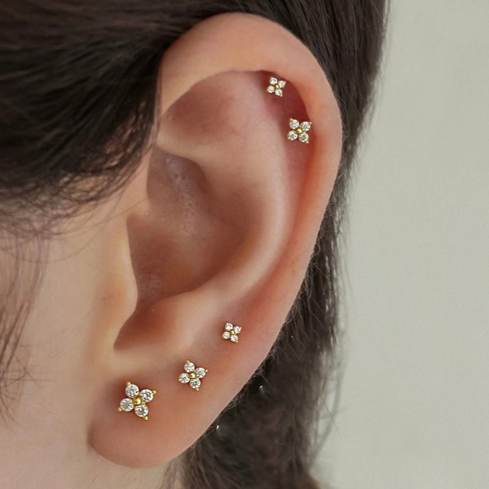 Earrings Mothers Day Gift Gold Flower Stud Birthstone Jewelry