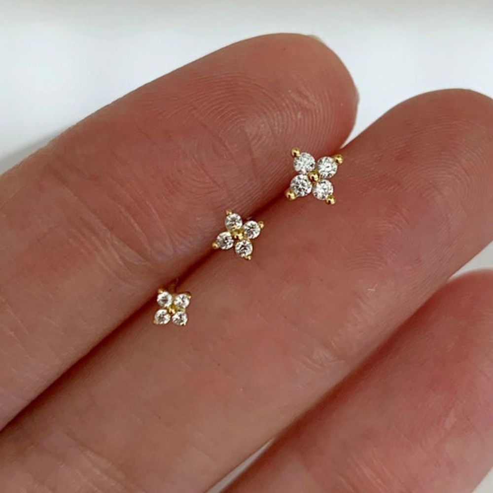 Earrings Mothers Day Gift Gold Flower Stud Birthstone Jewelry