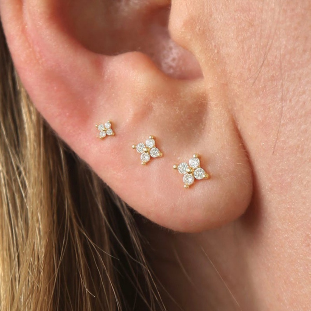 Earrings Mothers Day Gift Gold Flower Stud Birthstone Jewelry