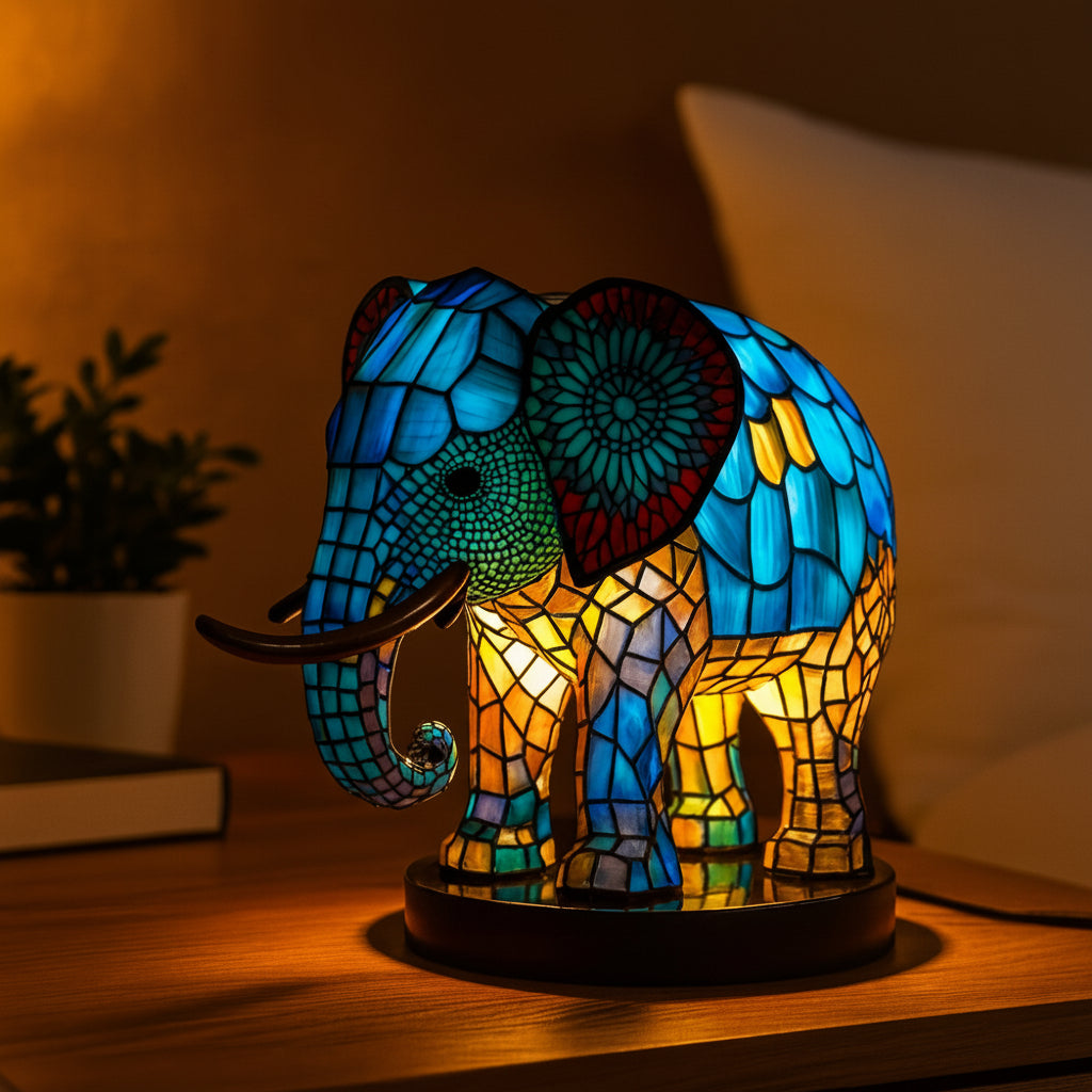 Table Lamp Animal Stained Glass Style LED Accent Light