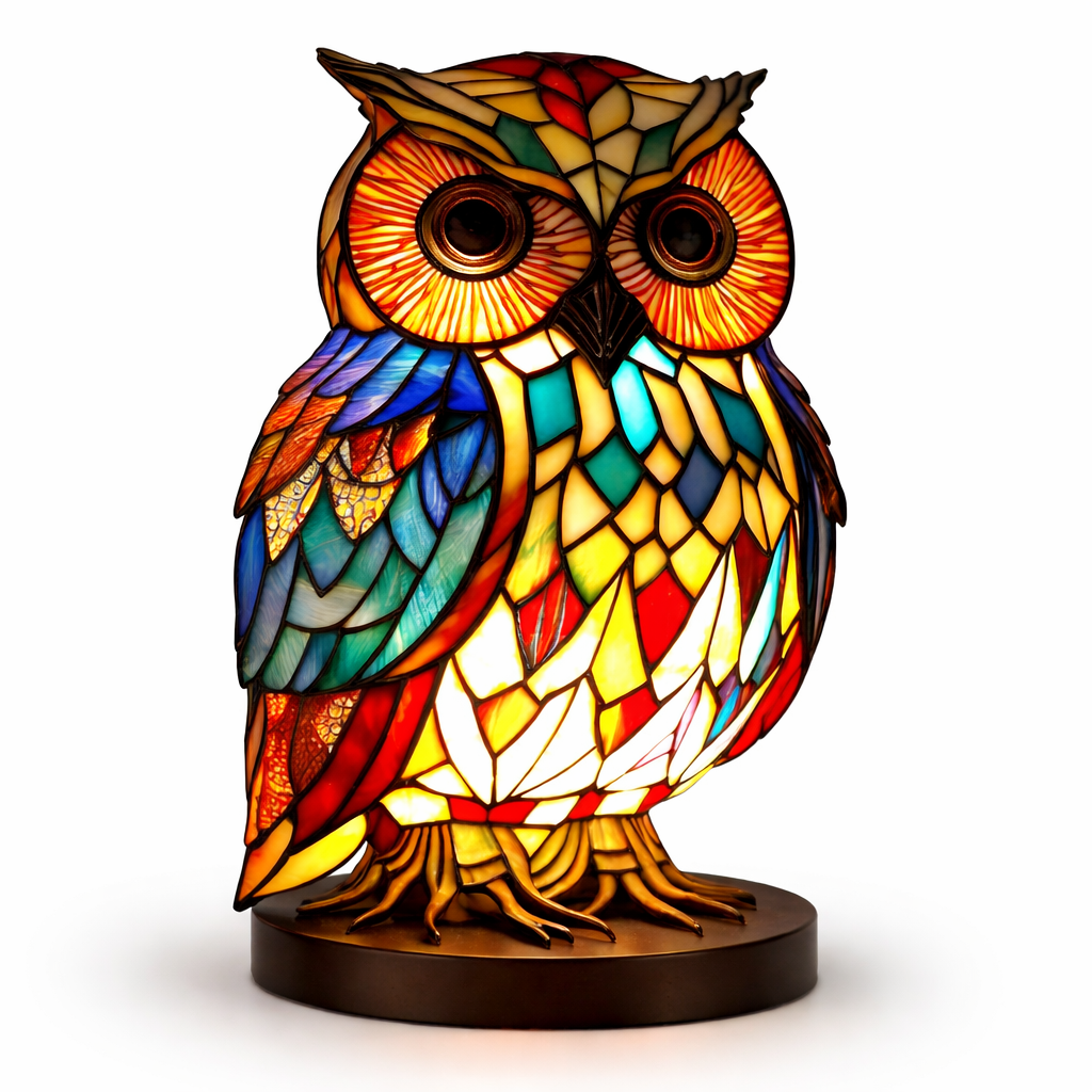 Table Lamp Stained Glass Animal LED Accent Light Bedroom