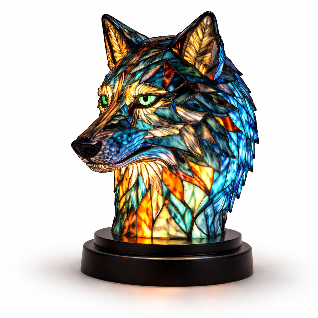 Table Lamp Stained Glass Animal LED Accent Light Bedroom