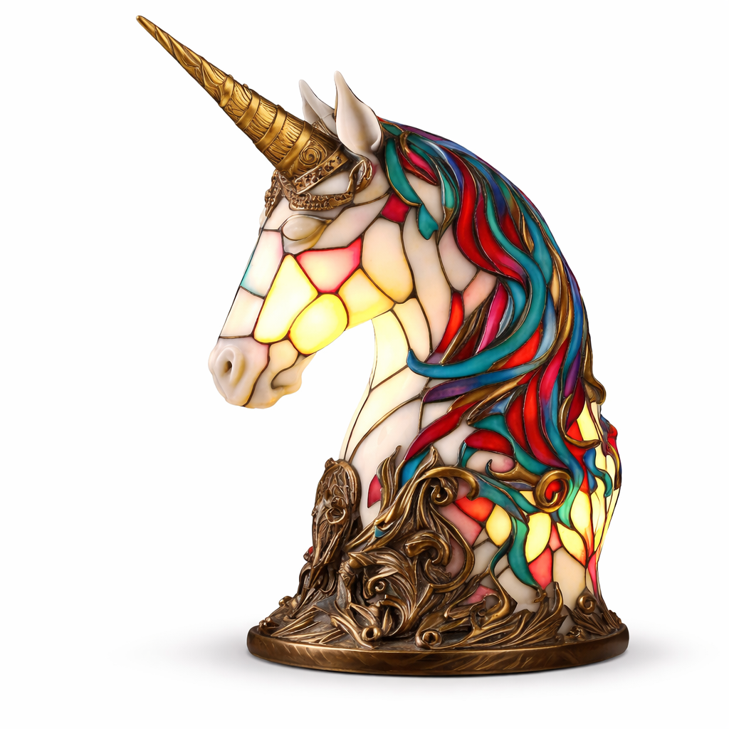 Table Lamp Stained Glass Animal LED Accent Light Bedroom