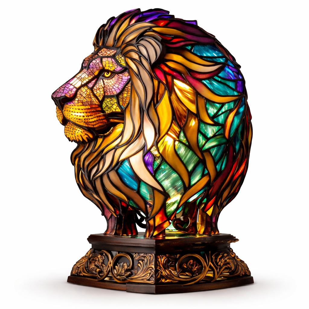 Table Lamp Stained Glass Animal LED Accent Light Bedroom