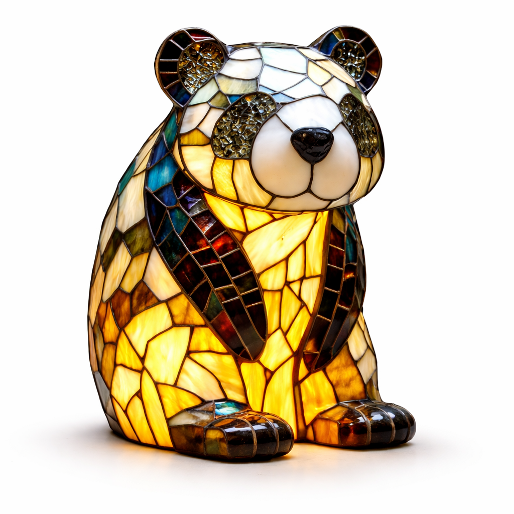 Table Lamp Stained Glass Animal LED Accent Light Bedroom