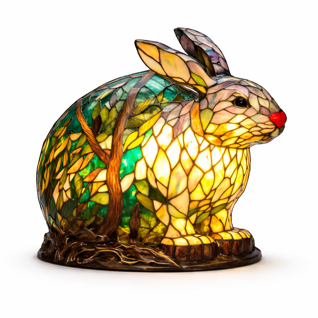 Table Lamp Stained Glass Animal LED Accent Light Bedroom