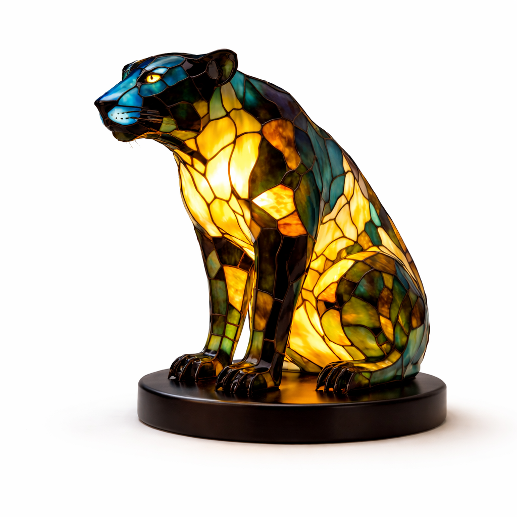 Table Lamp Stained Glass Animal LED Accent Light Bedroom