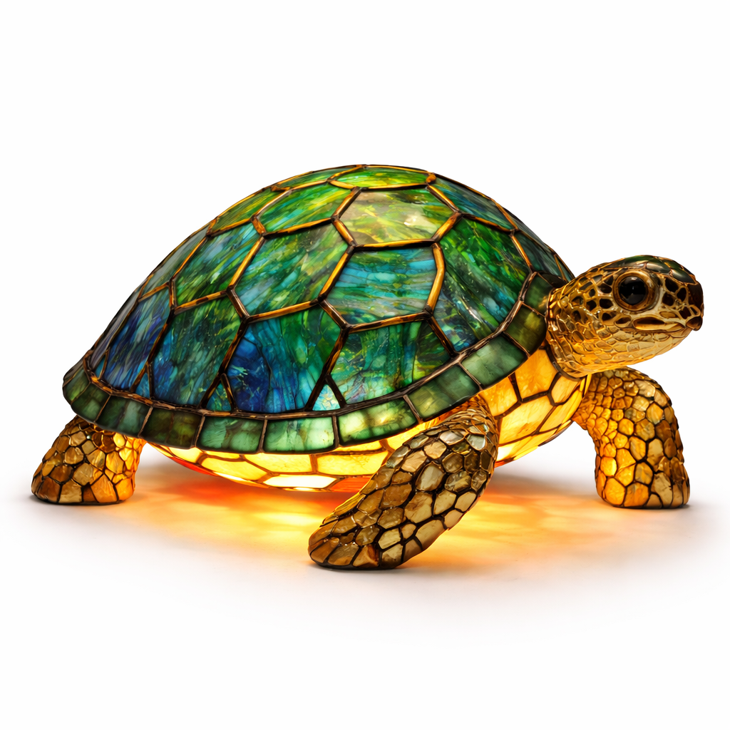 Table Lamp Stained Glass Animal LED Accent Light Bedroom