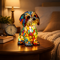 Table Lamp Dog LED Night Light Stained Glass Style Bedroom