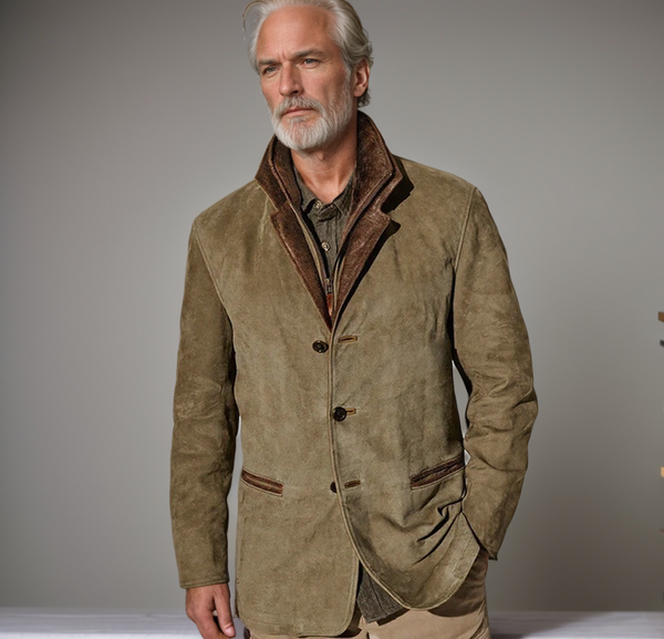 Men's Vintage Leather-Look Coat - Classic Tailored Fit, Stylish Timeless Outerwear for Effortless Elegance