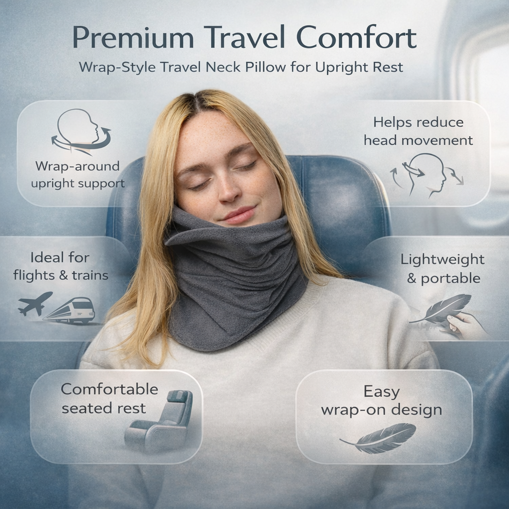 Travel Neck Pillow Wrap Support Cushion Airplane Car