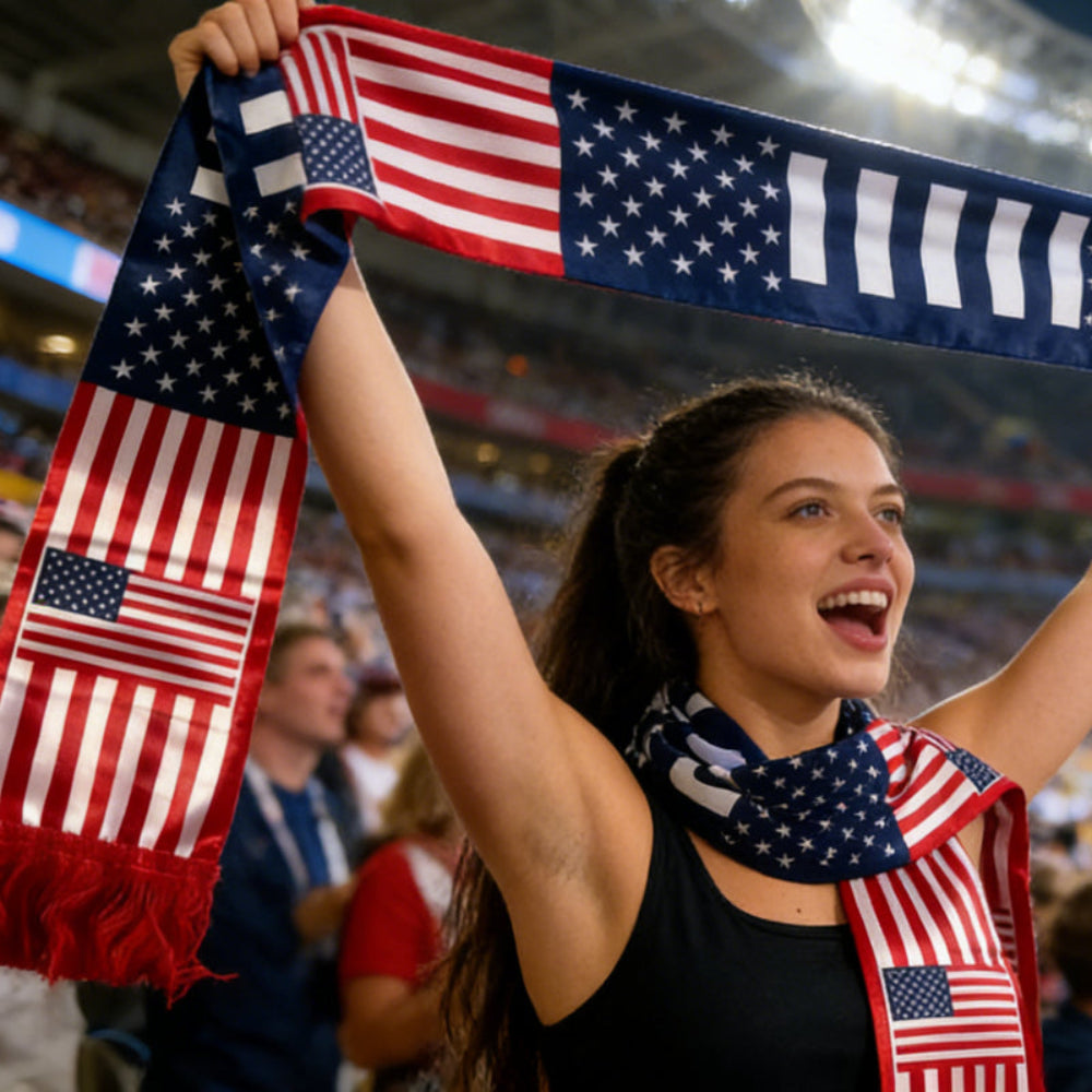 USA Flag Fan Scarf Soccer World Cup Match Day Support