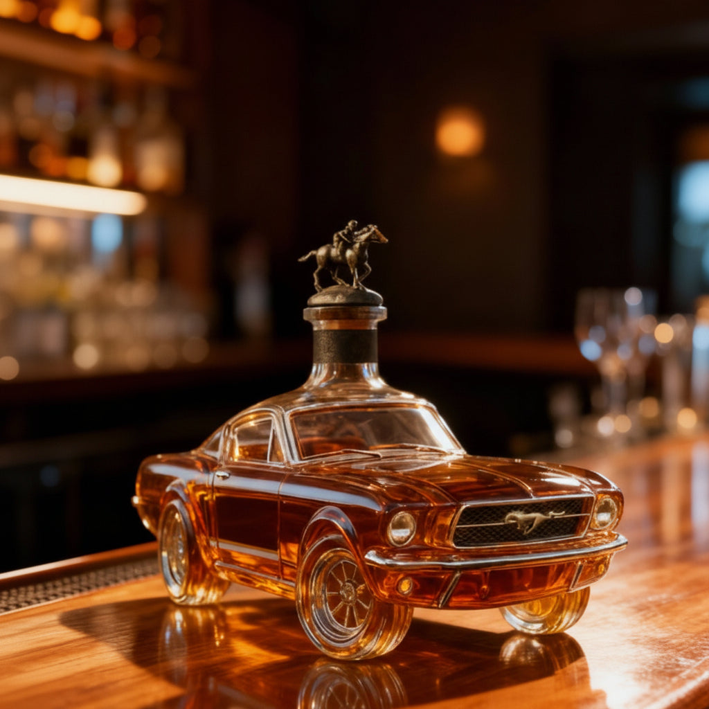 Whiskey Decanter Glass Car Shaped Bar Display Bottle