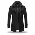 Men Winter Coat Blend Insulated Long Trench Jacket
