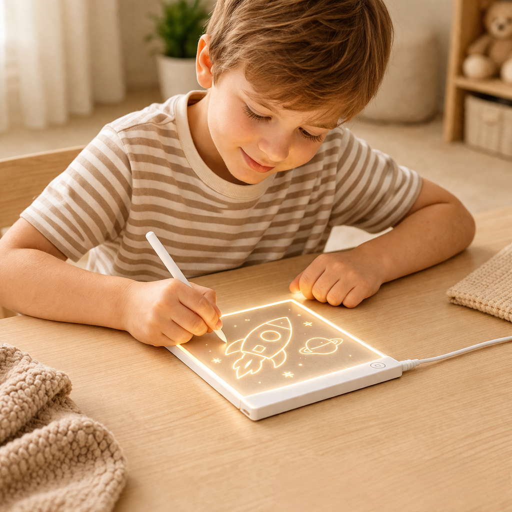 Wall Art LED Drawing Board Kids Reusable Light Up Writing Tablet