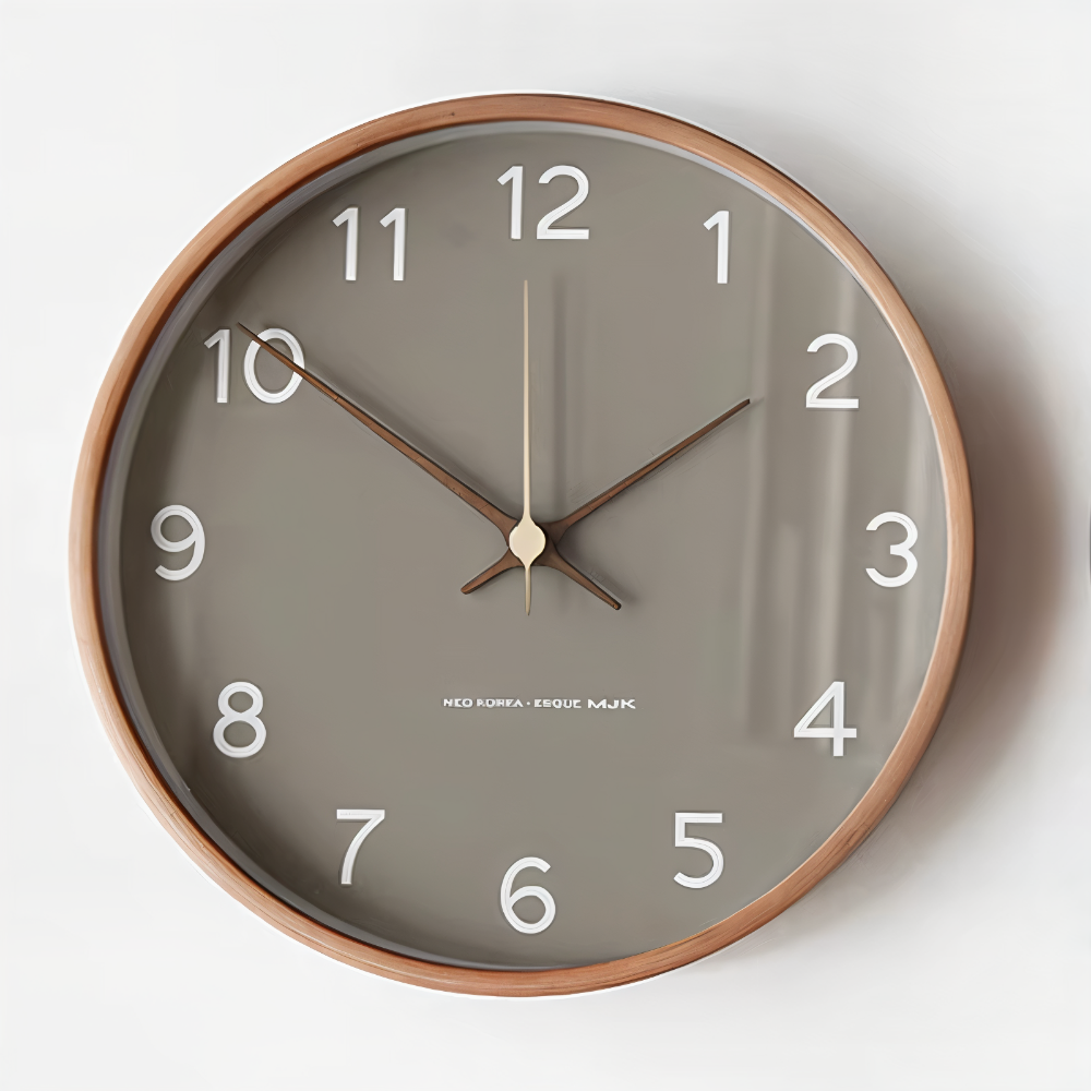 Wall Clock Silent Wooden Round Nordic Timepiece