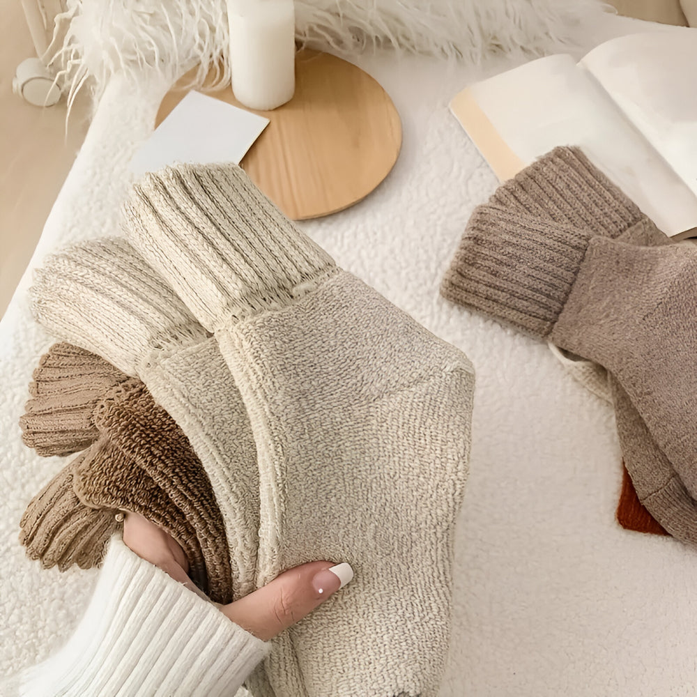 Winter Socks Knit Solid Color Fall Season Casual Set