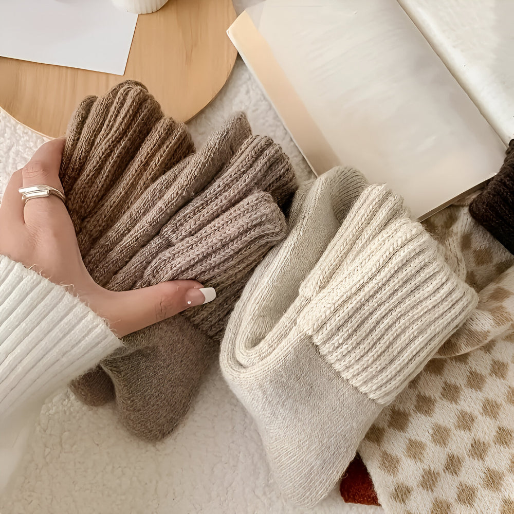 Winter Socks Knit Solid Color Fall Season Casual Set