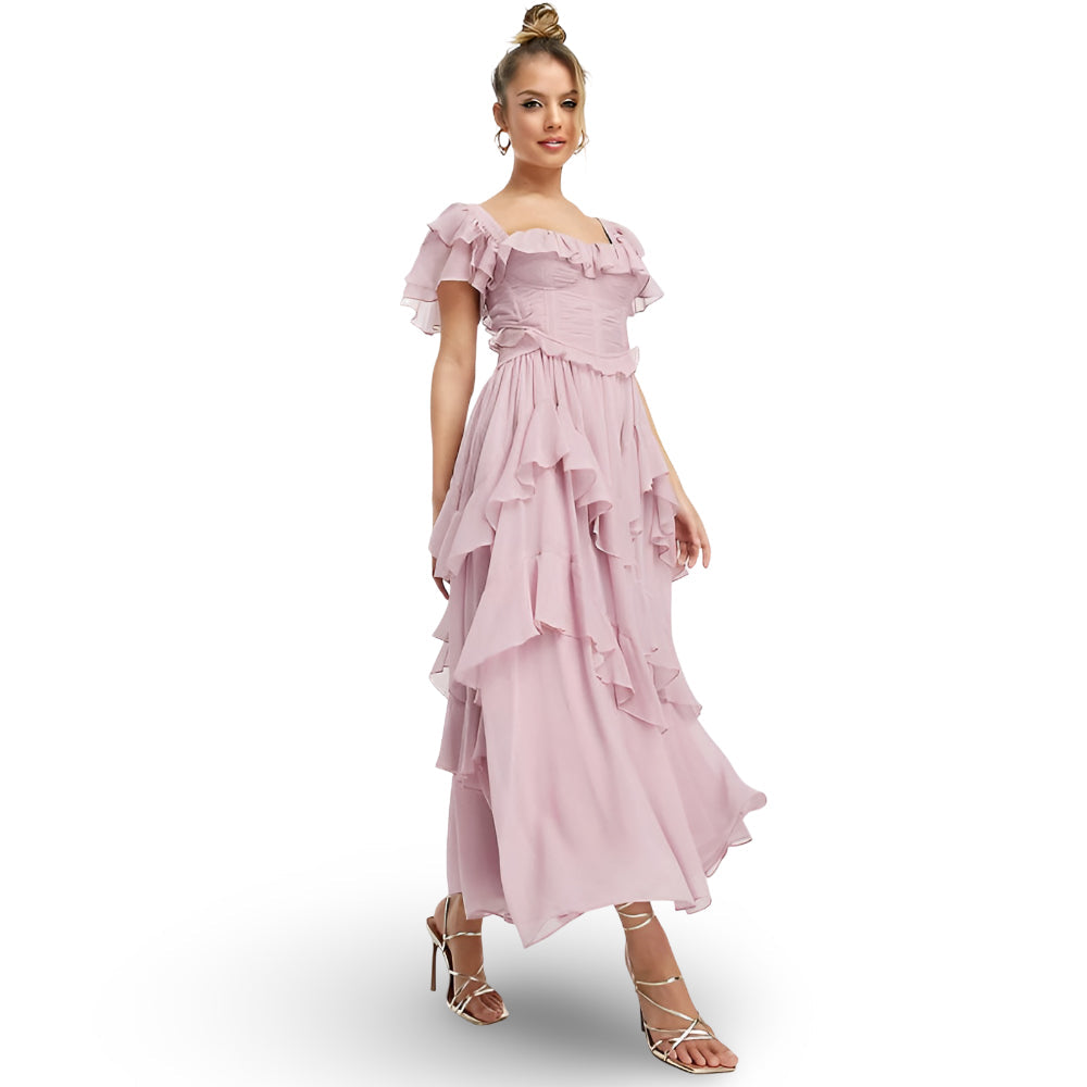 Women's Dress Off Shoulder Ruffle Party Maxi Dress