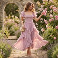 Women's Dress Off Shoulder Ruffle Party Maxi Dress