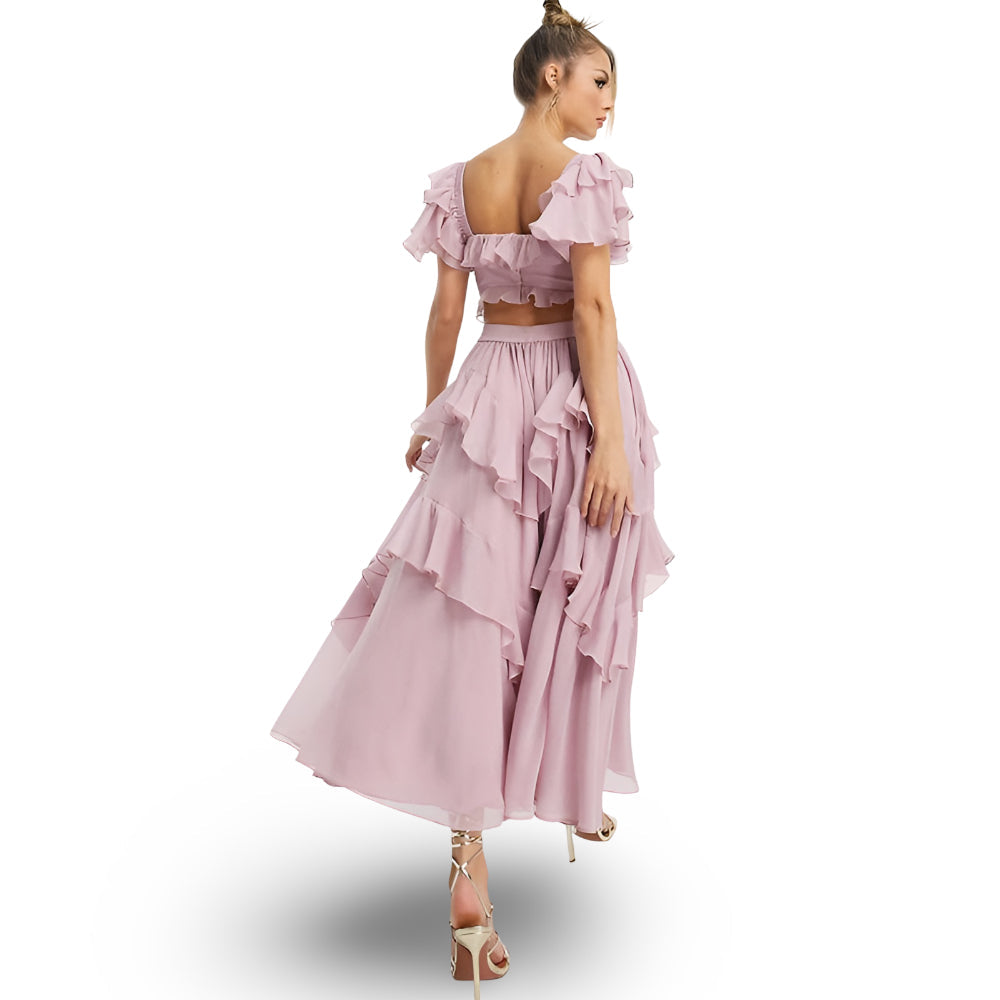 Women's Dress Off Shoulder Ruffle Party Maxi Dress