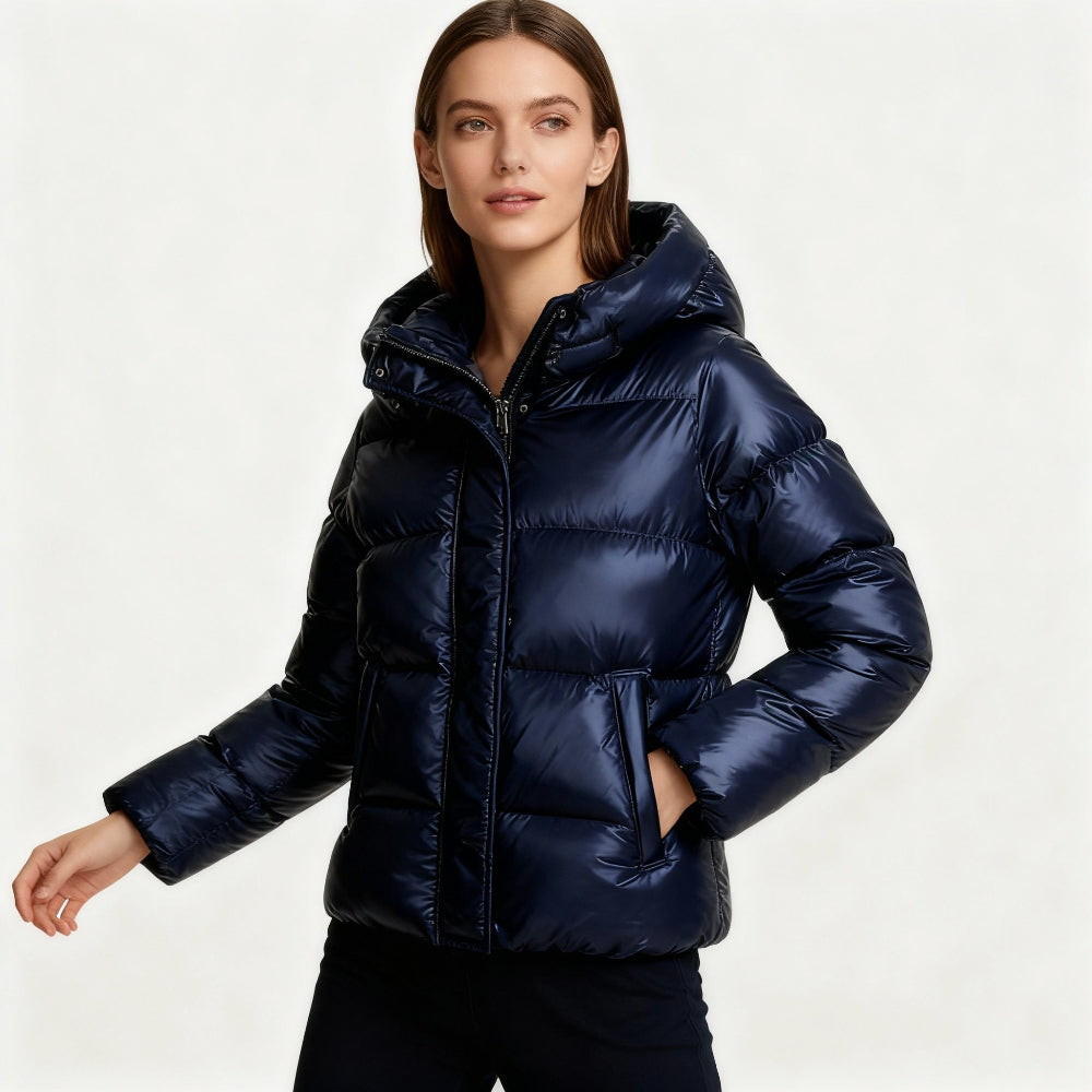 Women's Puffer Jacket Warm Insulated Hooded Winter Coat