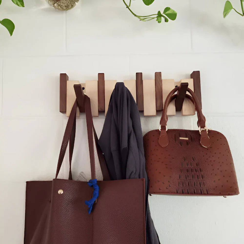 Wall Hook Wooden Rack Folding Piano Style Hanging Organizer