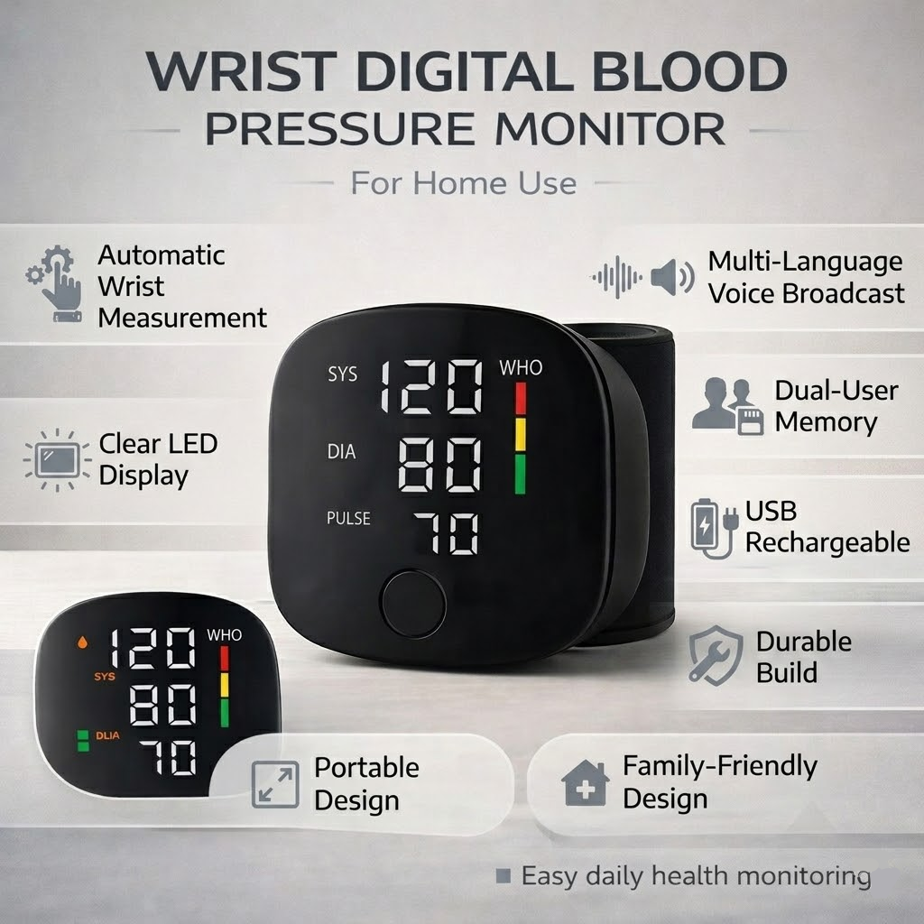 Automatic Blood Pressure Monitor Wrist Digital