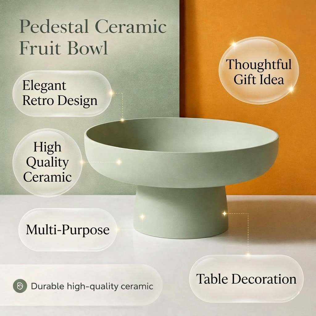 Table Fruit Bowl Pedestal Decorative Kitchen Counter Serving Bowl