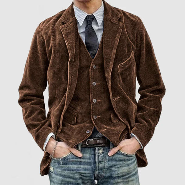 Men's Vintage Corduroy Jacket with Classic Lapel - Stylish, Comfortable Outerwear for Timeless Fashion