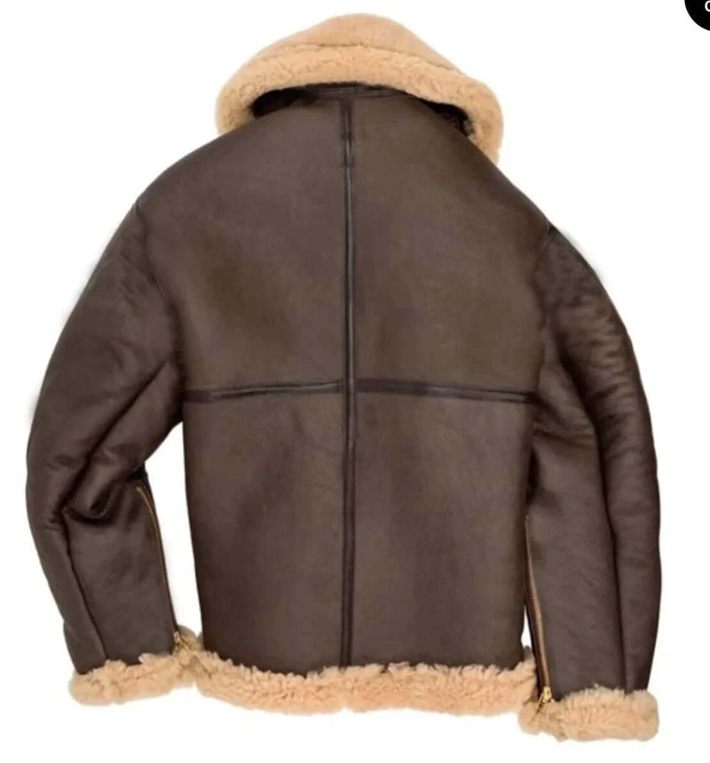 Men's Premium Shearling Sheepskin Flying Jacket - Classic Aviator Style for Ultimate Warmth & Comfort
