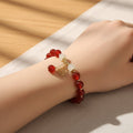 Beaded Bracelet Mothers Day Gift Natural Stone Red Jewelry