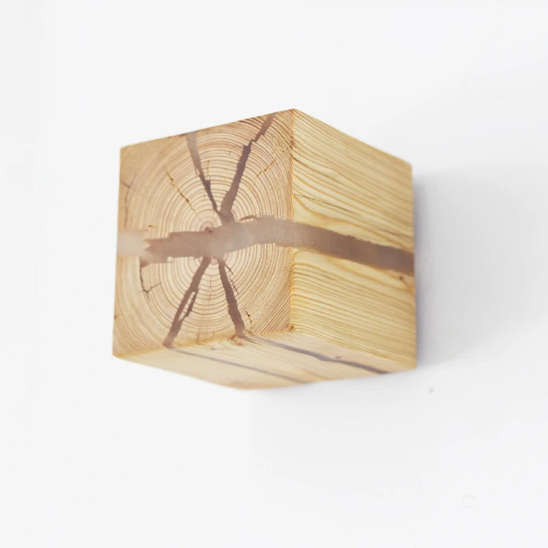 WoodAura Wall Light | Hand-Carved Solid Wood Resin Design