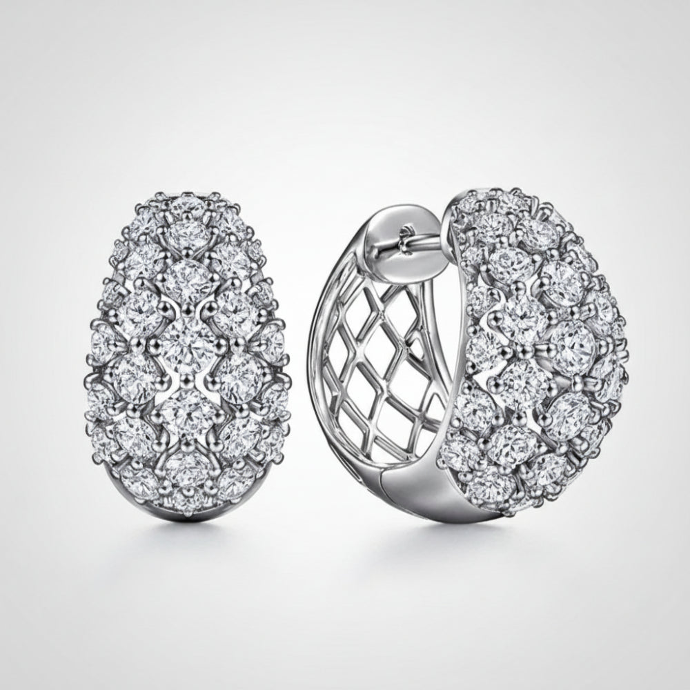 Earrings Mothers Day Gift Silver Crystal Cluster Stud Jewelry