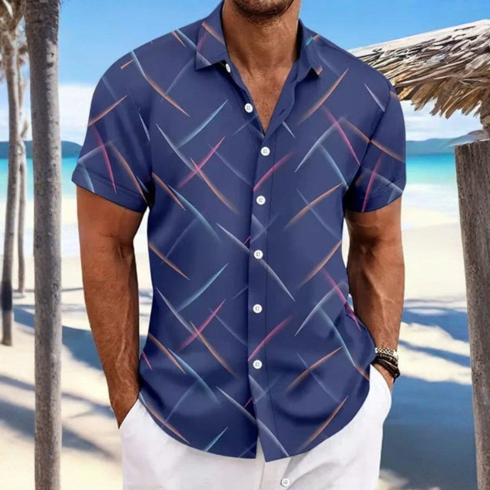 Men's Shirt Short Sleeve Geometric Button Shirt
