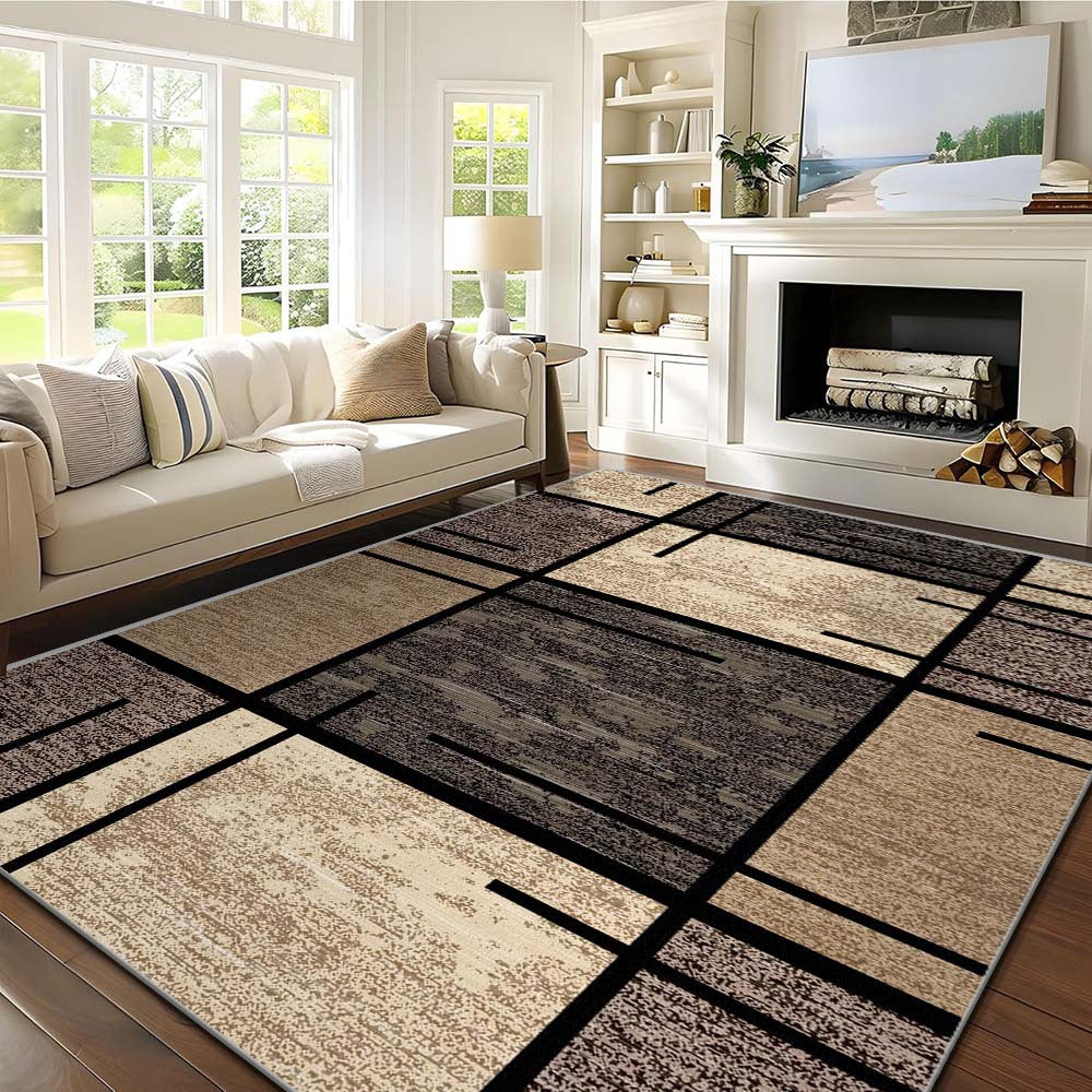 Geometric Elegance Area Rug | Modern Washable Non-Slip Carpet