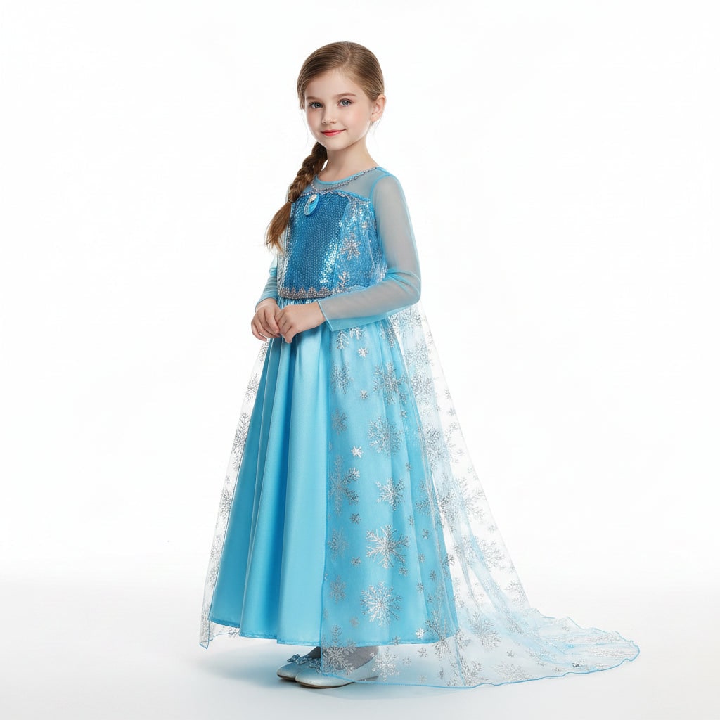 Halloween Costumes Girls Ice Princess Dress Cape
