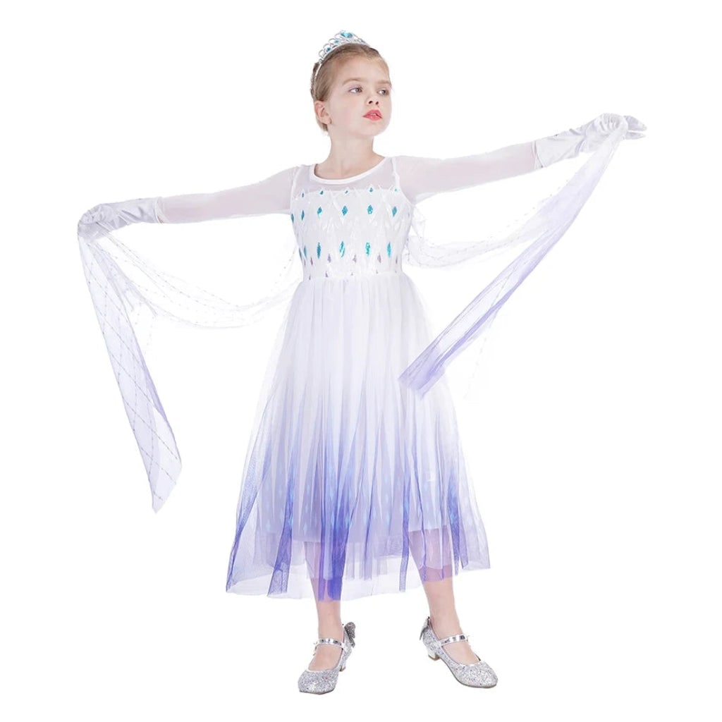 Halloween Costumes Girls Ice Princess Dress Cape