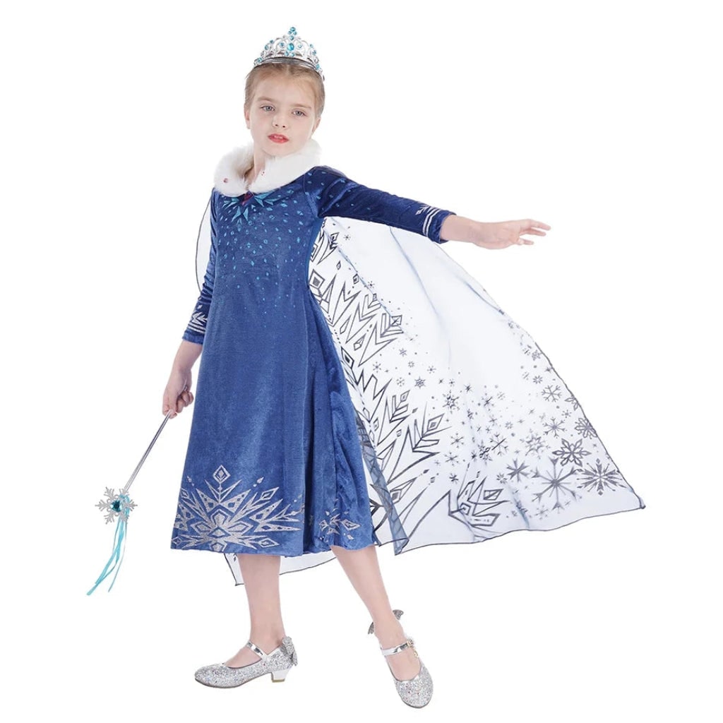 Halloween Costumes Girls Ice Princess Dress Cape