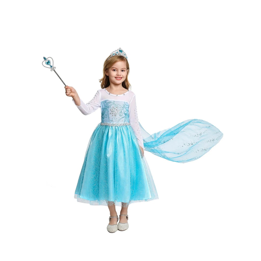 Halloween Costumes Girls Ice Princess Dress Cape