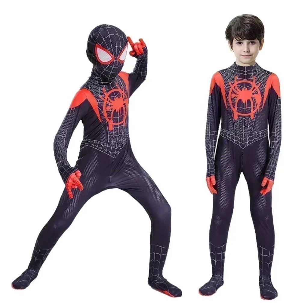 Halloween Costumes Kids Spider Hero Jumpsuit Mask Set