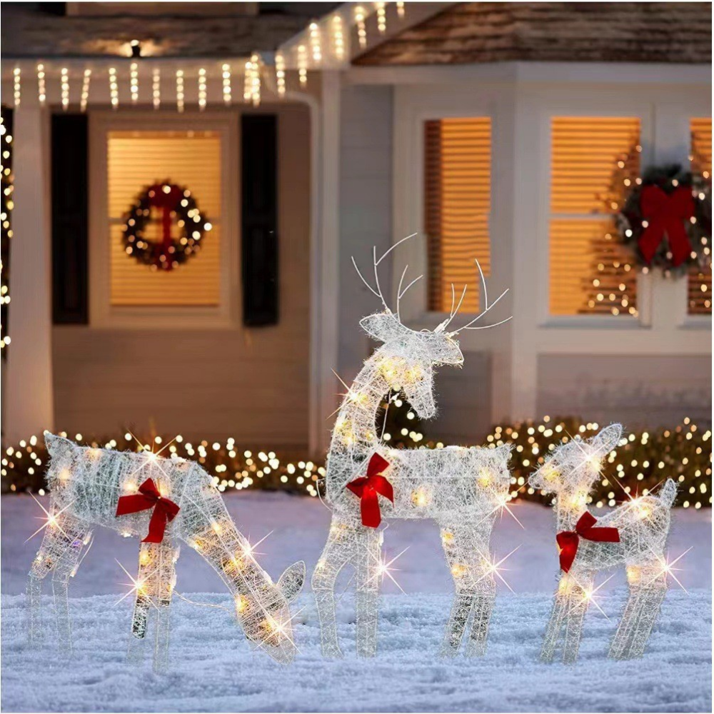 Christmas Outdoor Decorations Lighted Reindeer Family Yard Display