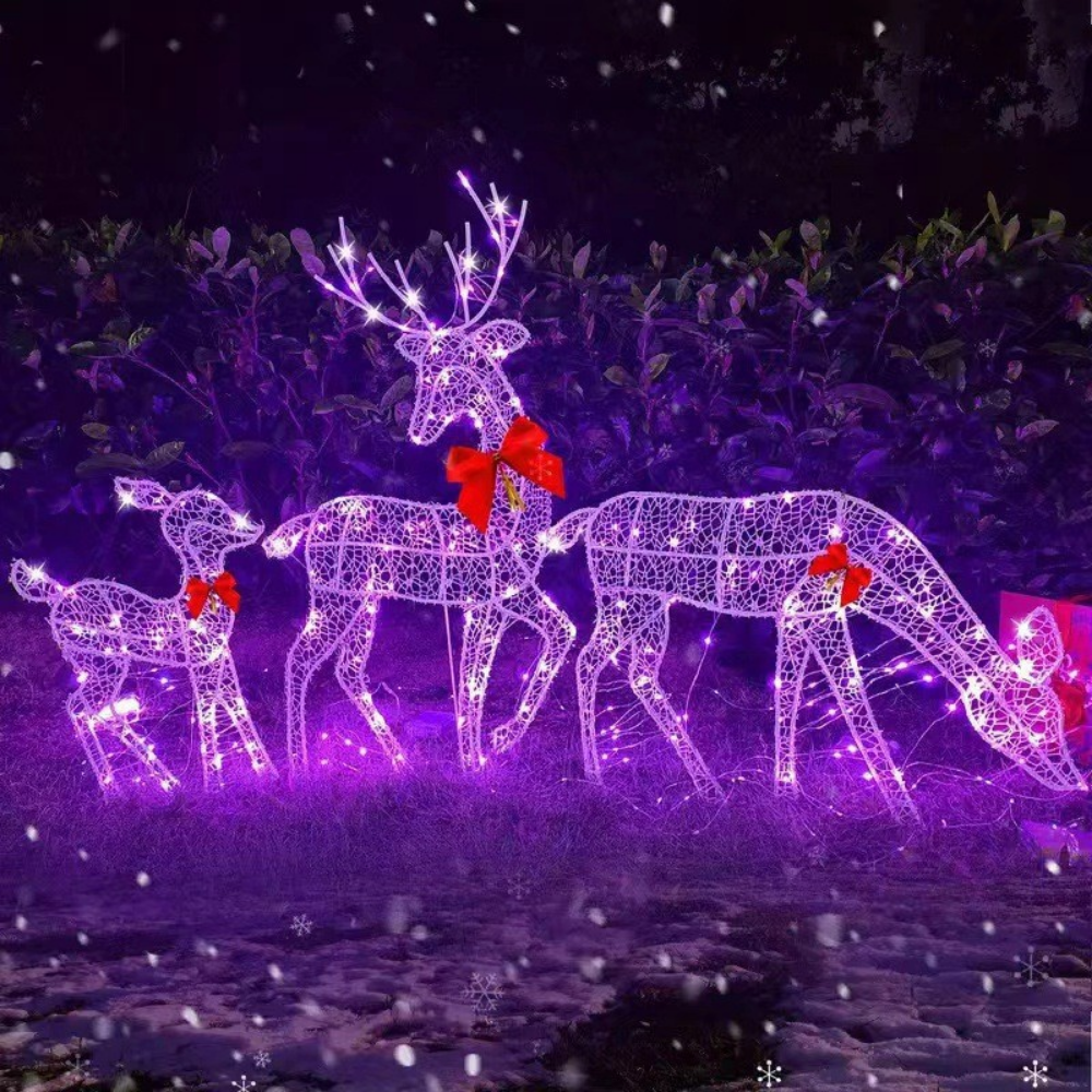 Christmas Outdoor Decorations Lighted Reindeer Family Yard Display