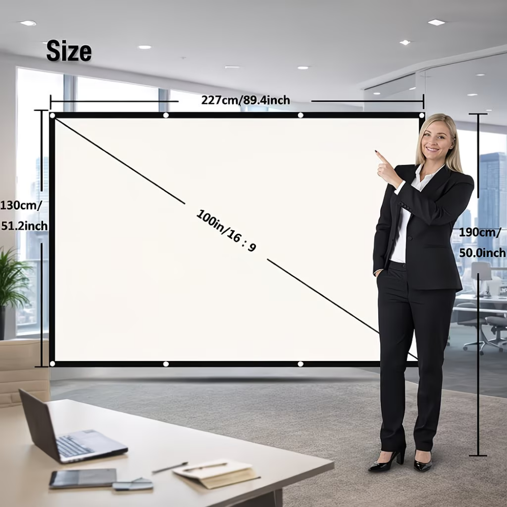Portable 100 Inch Projector Screen Outdoor Movies Presentations