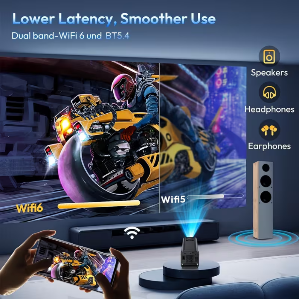 Smart Mini Projector 1080P Streaming Wireless Portable Home Theater