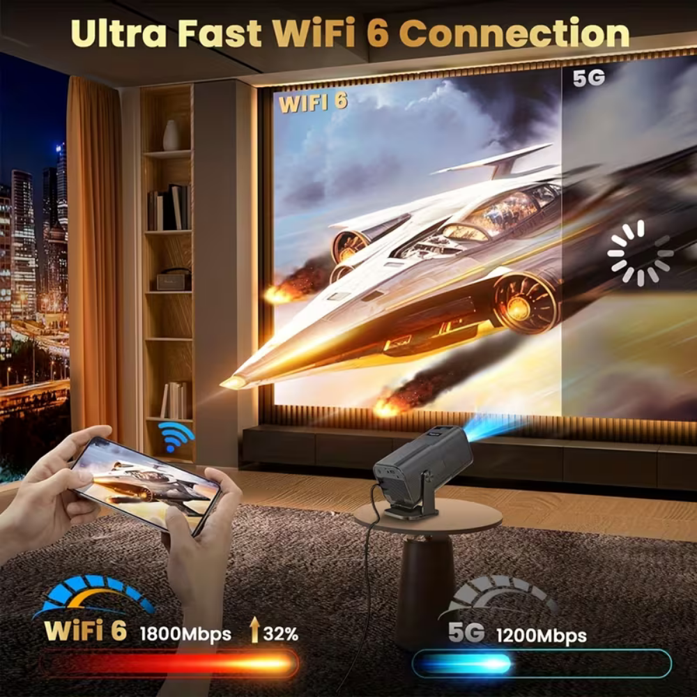 Smart Mini Projector 1080P Streaming Wireless Portable Home Theater