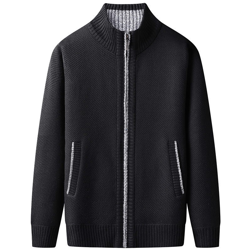 Men's Stylish Stand Collar Zip-Up Cardigan - Comfortable Knitwear with Ribbed Hem for Every Occasion